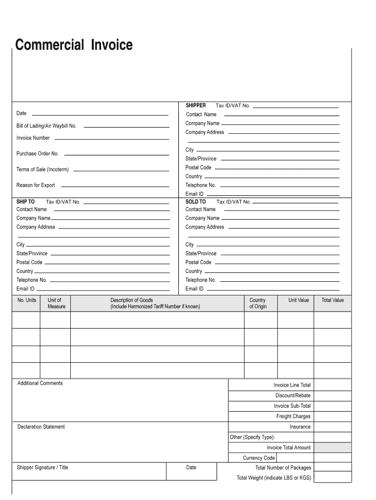 Ups Commercial Invoice – Fill Online, Printable, Fillable Pertaining To Commercial Invoice Template Word Doc