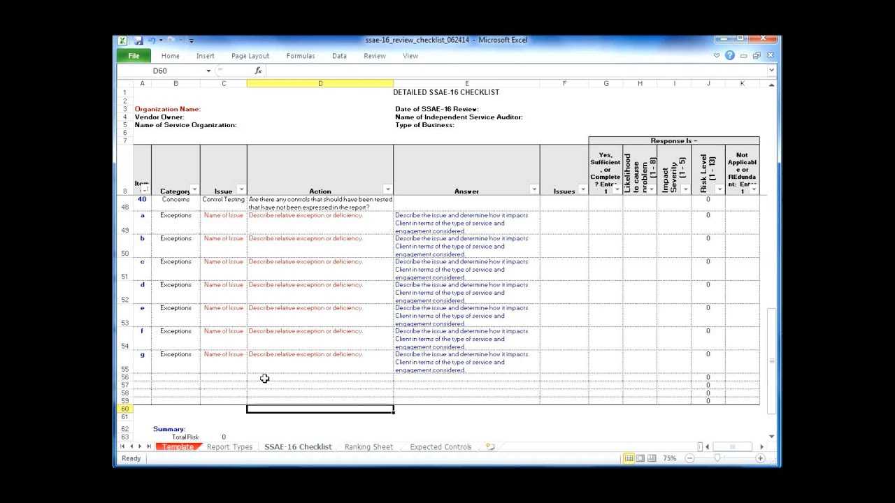 Using The Ssae 16 Review Checklist Hd With Ssae 16 Report Template