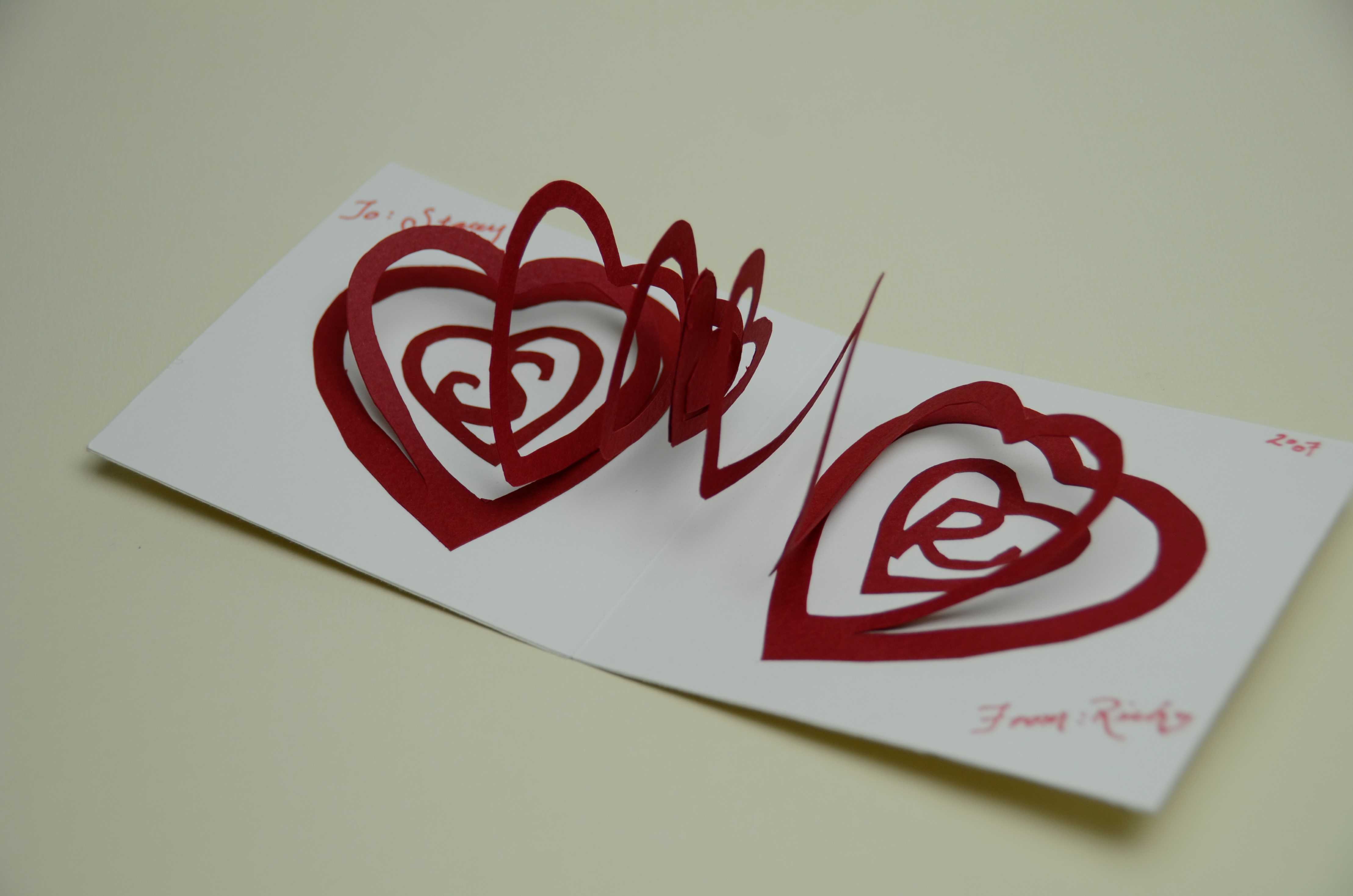 Valentine's Day Pop Up Card: Spiral Heart Tutorial Within Heart Pop Up Card Template Free