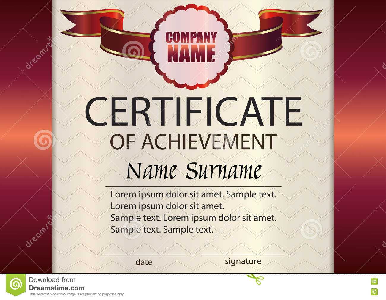 Vector Certificate Of Achievement Template. Award Winner With Regard To Certificate Of Attainment Template