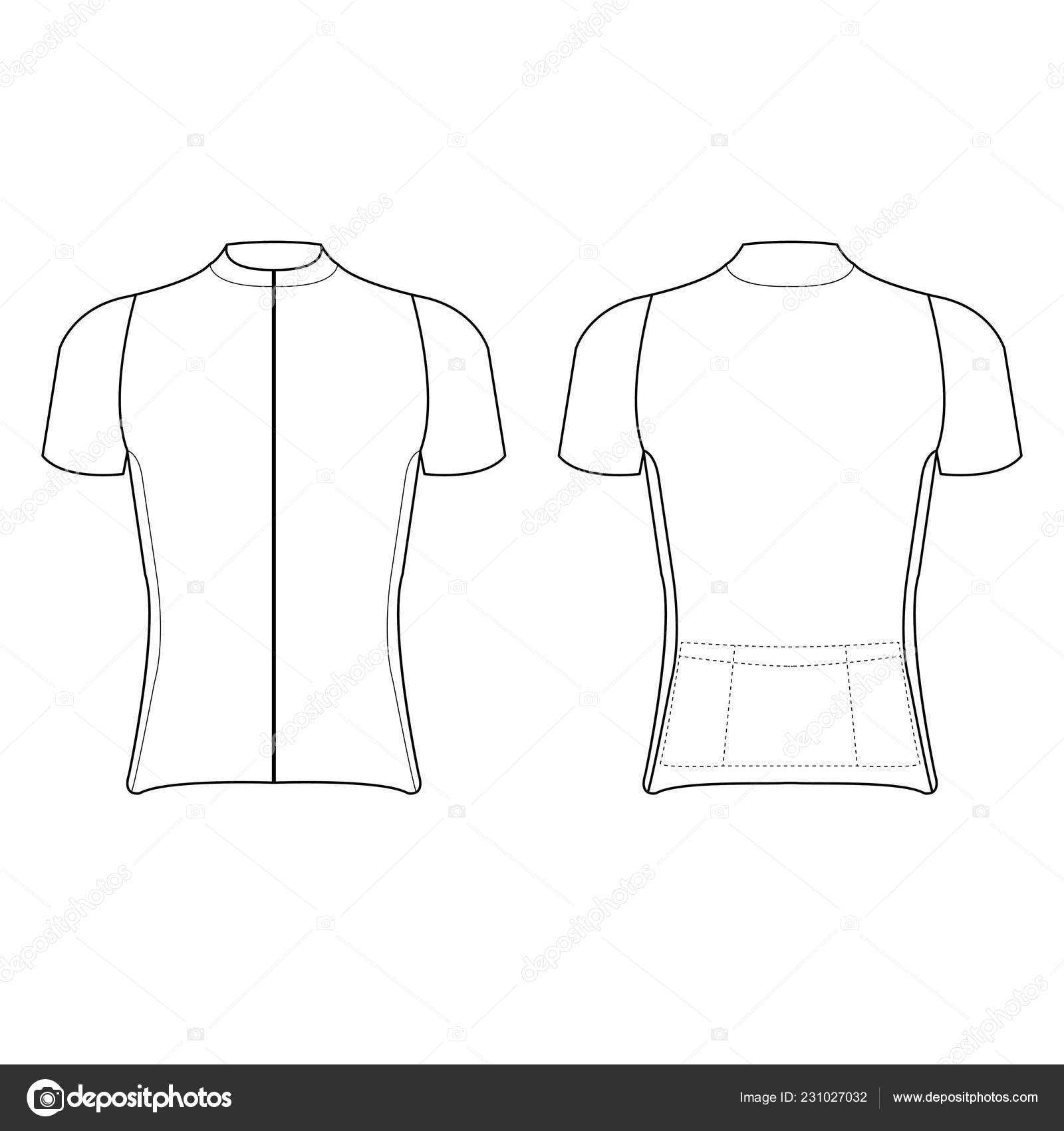 Vector: Cycling Jersey Outline | Cycling Jersey Design Blank Pertaining To Blank Cycling Jersey Template