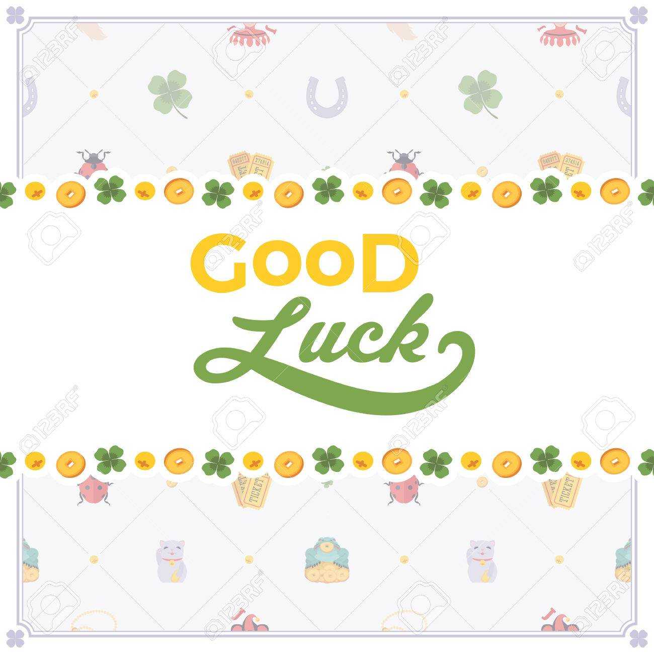 Vector Decorating Design Made Of Lucky Charms, And The Words.. For Good Luck Card Template
