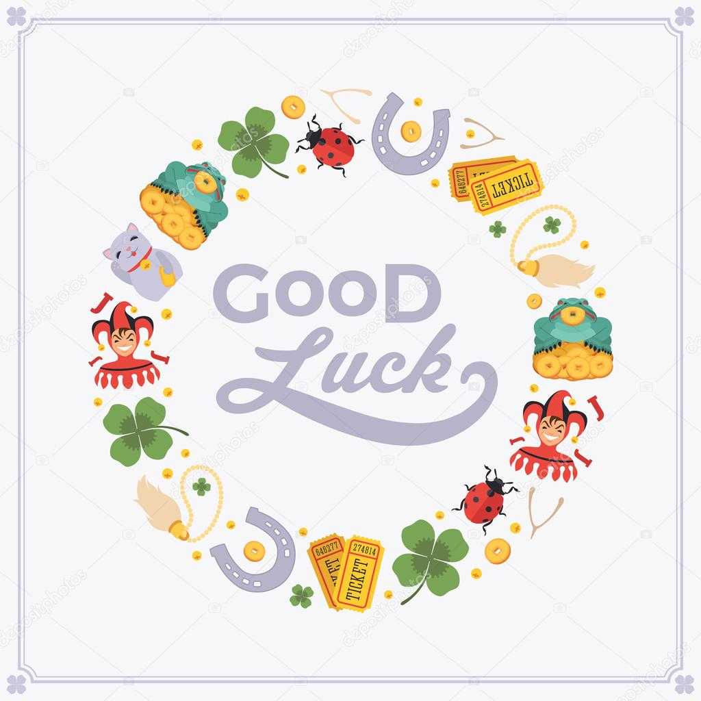 Vector Decorating Design Made Of Lucky Charms, And The Words Pertaining To Good Luck Card Template