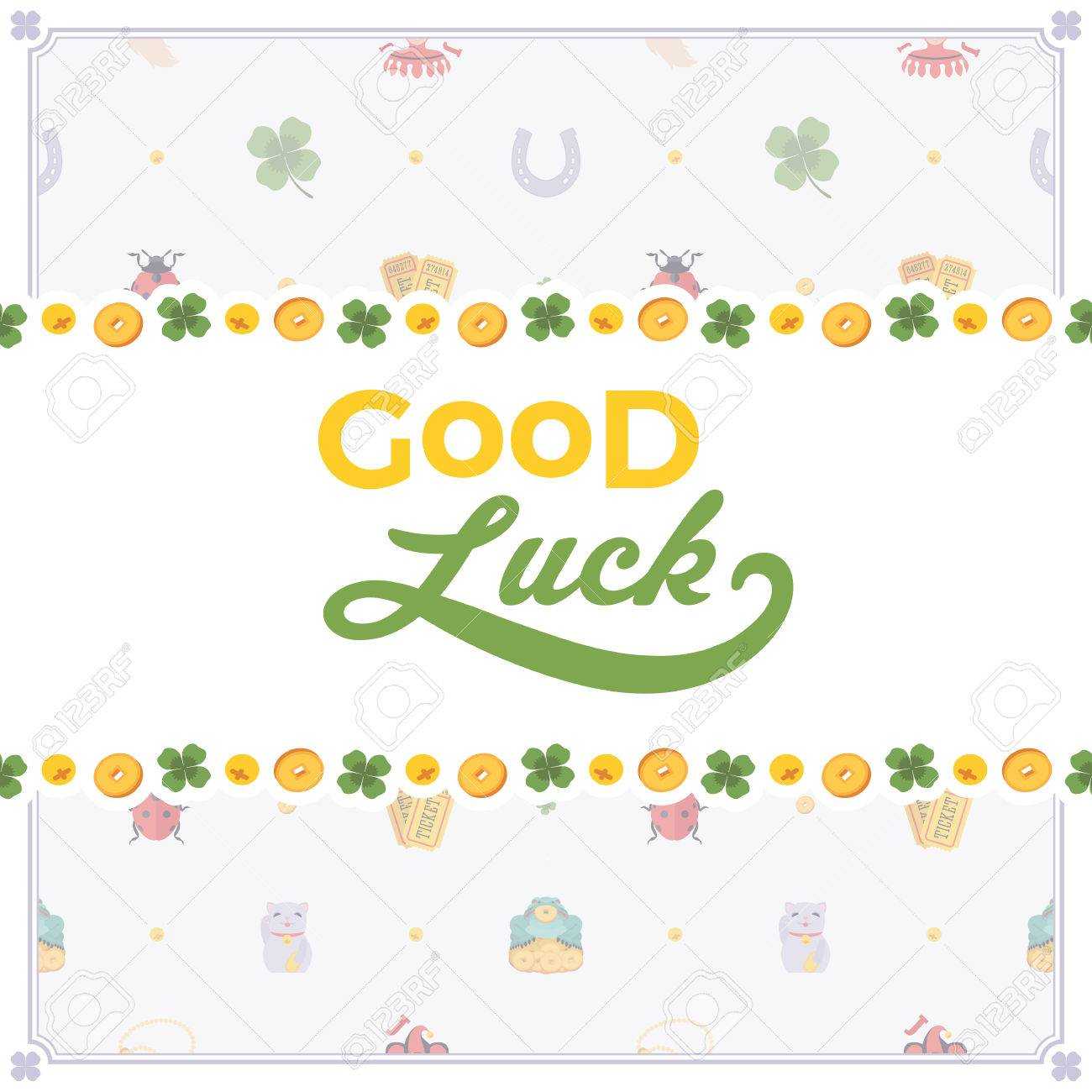 Vector Decorating Design Made Of Lucky Charms, And The Words.. Pertaining To Good Luck Card Templates