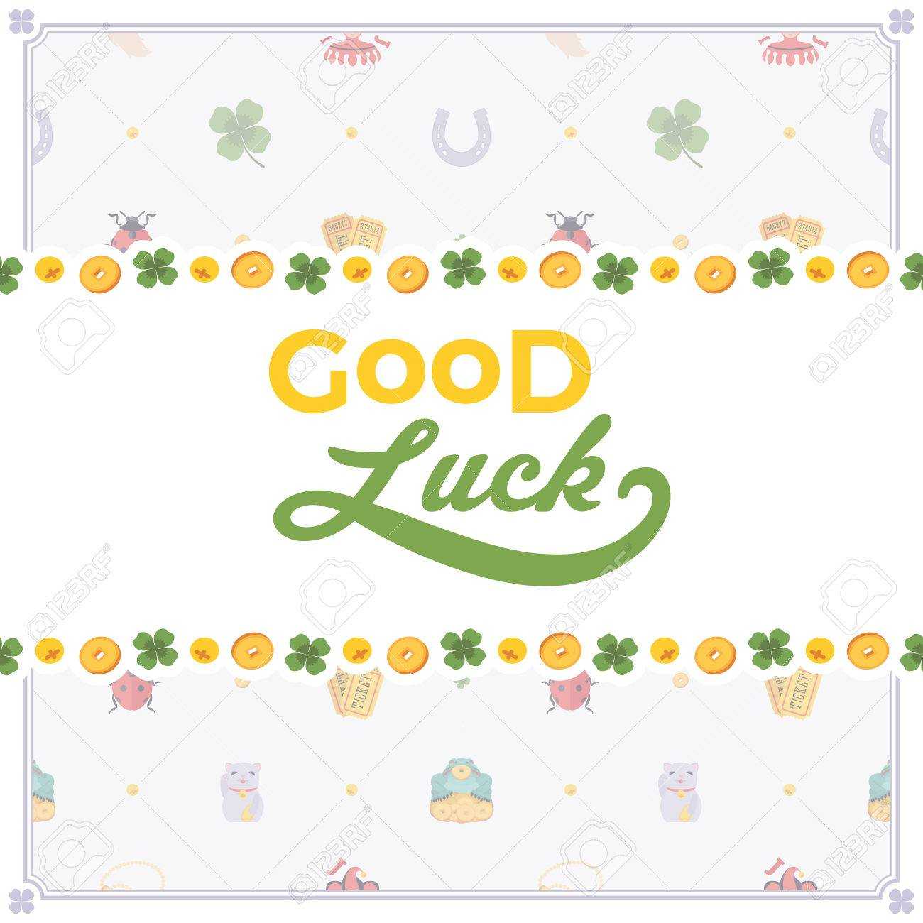 Vector Decorating Design Made Of Lucky Charms, And The Words.. Pertaining To Good Luck Card Templates