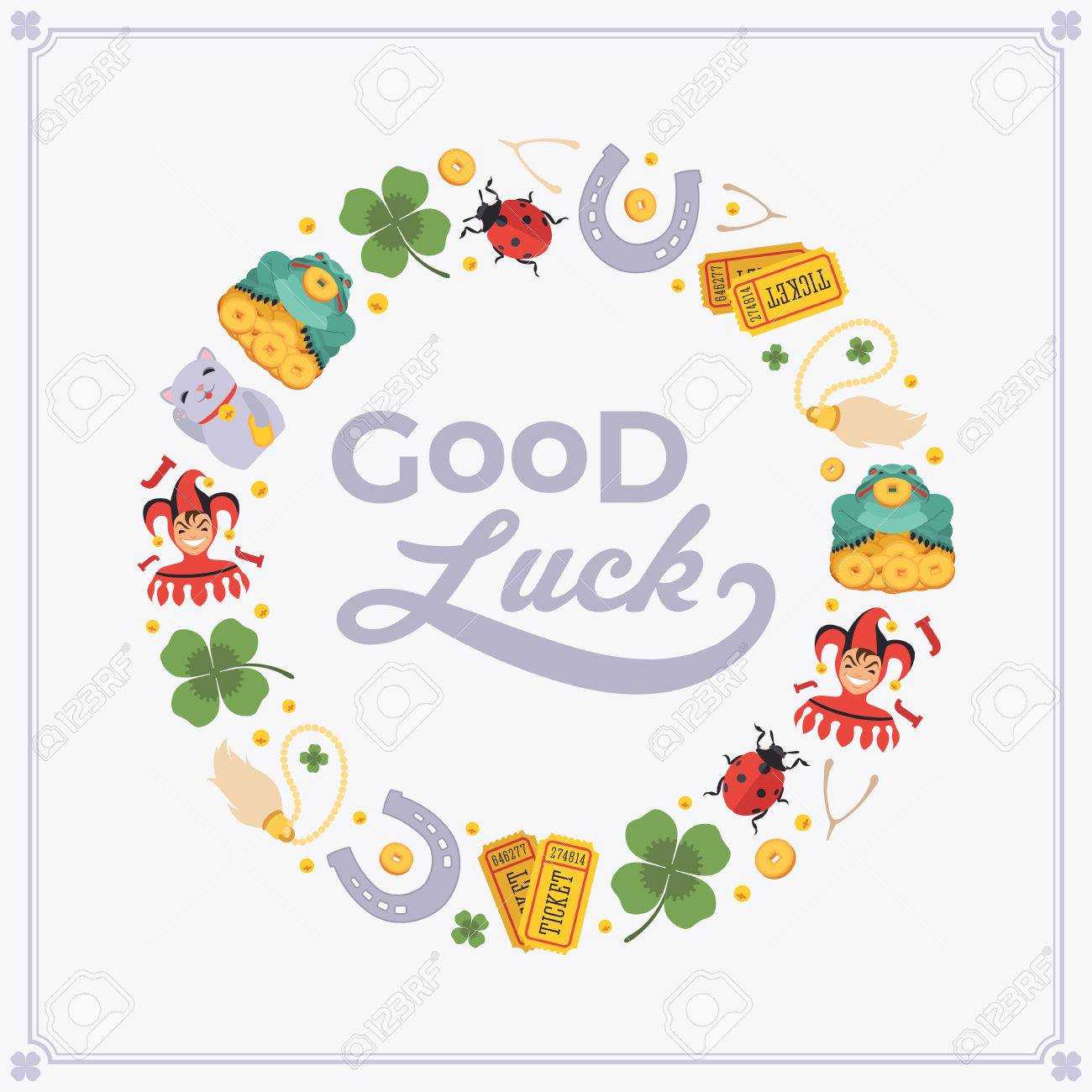 Vector Decorating Design Made Of Lucky Charms, And The Words.. Regarding Good Luck Card Templates