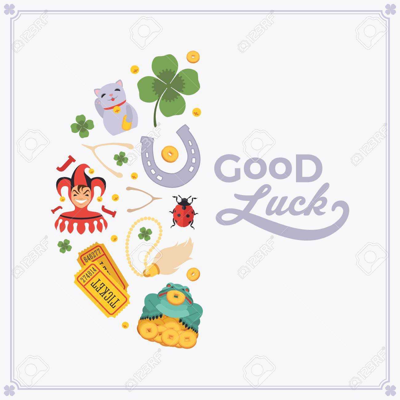 Vector Decorating Design Made Of Lucky Charms, And The Words.. Throughout Good Luck Card Template