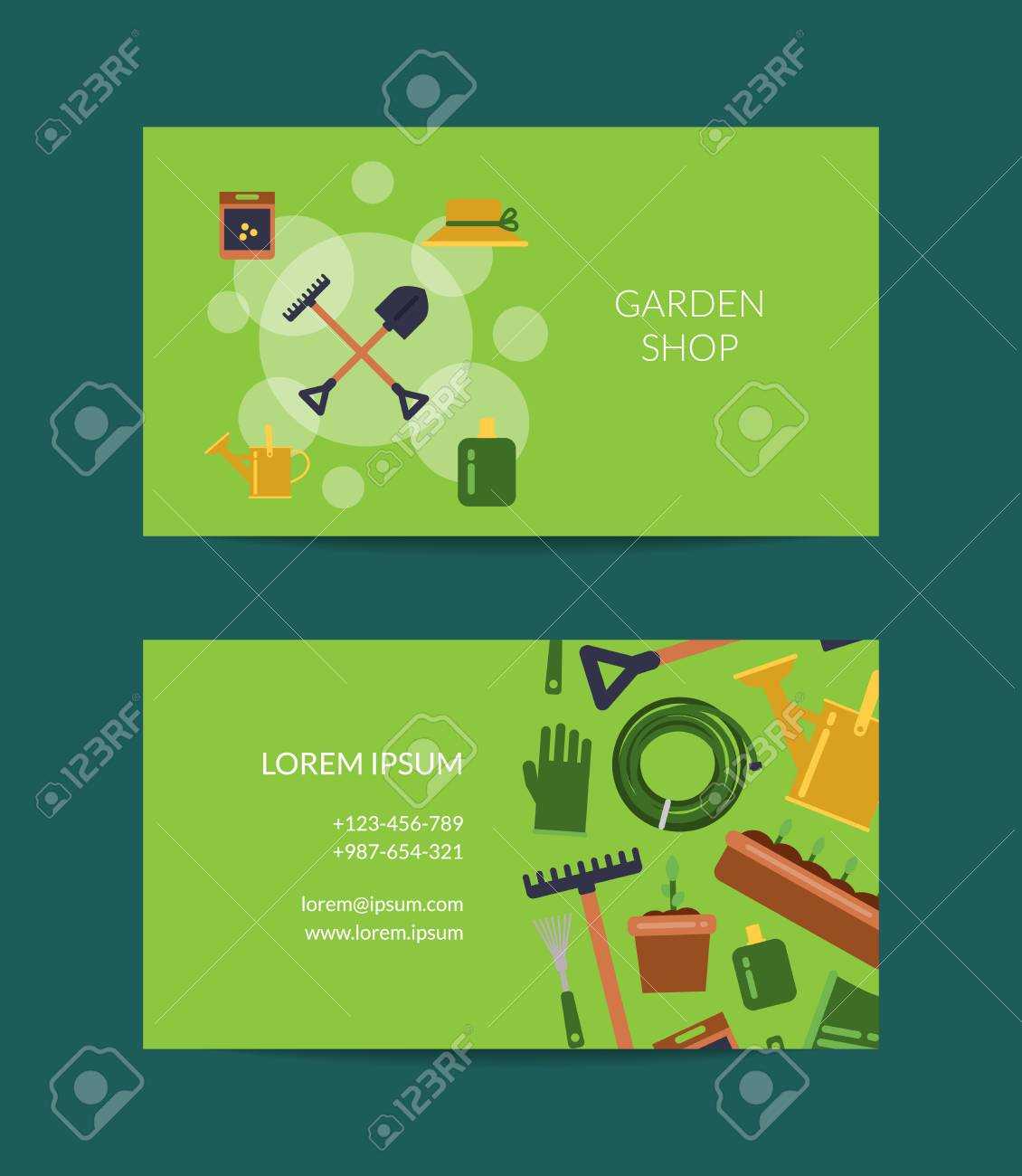 Vector Flat Gardening Icons Business Card Template For Farm And.. Intended For Gardening Business Cards Templates