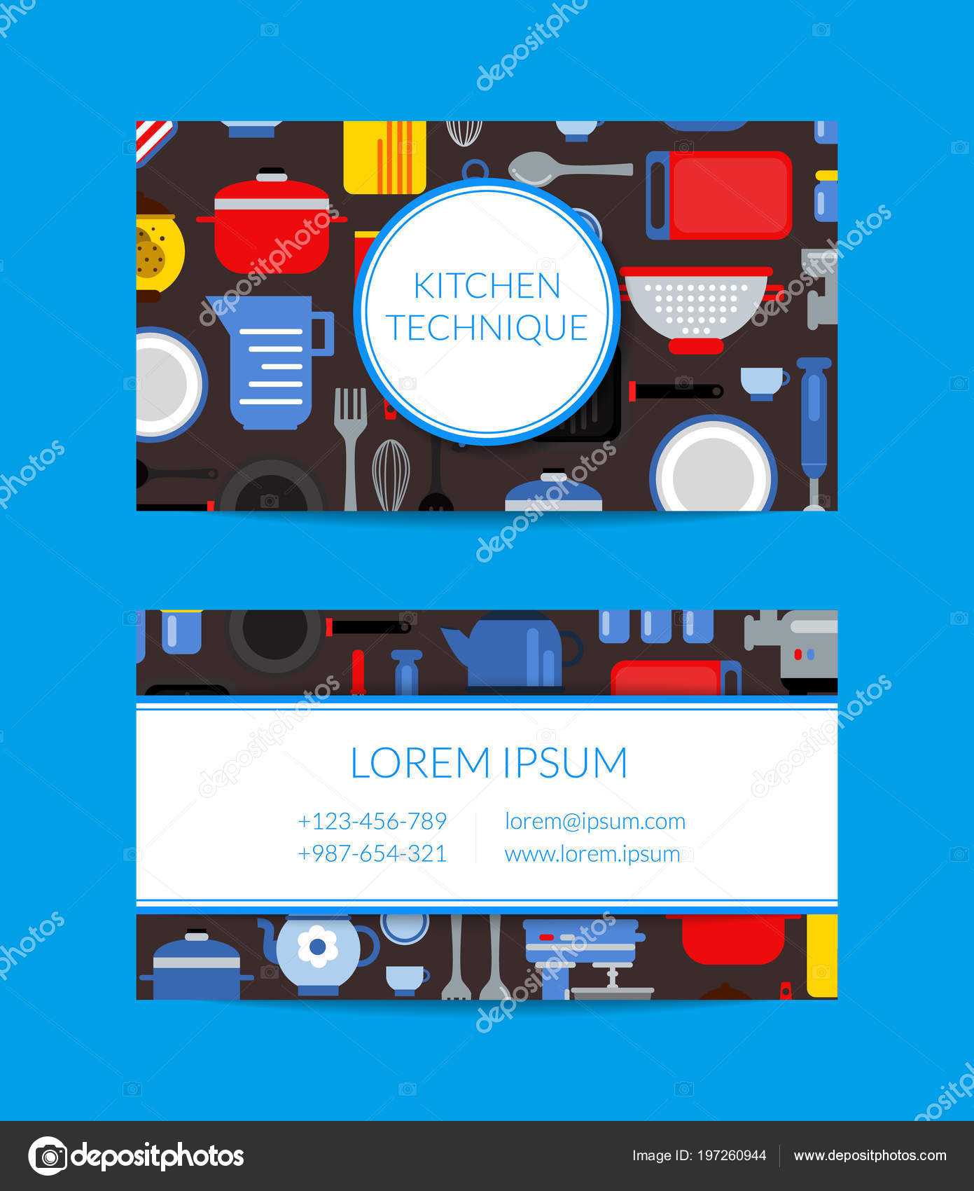 Vector Flat Style Kitchen Utensils Card Template For Cooking In Frequent Diner Card Template