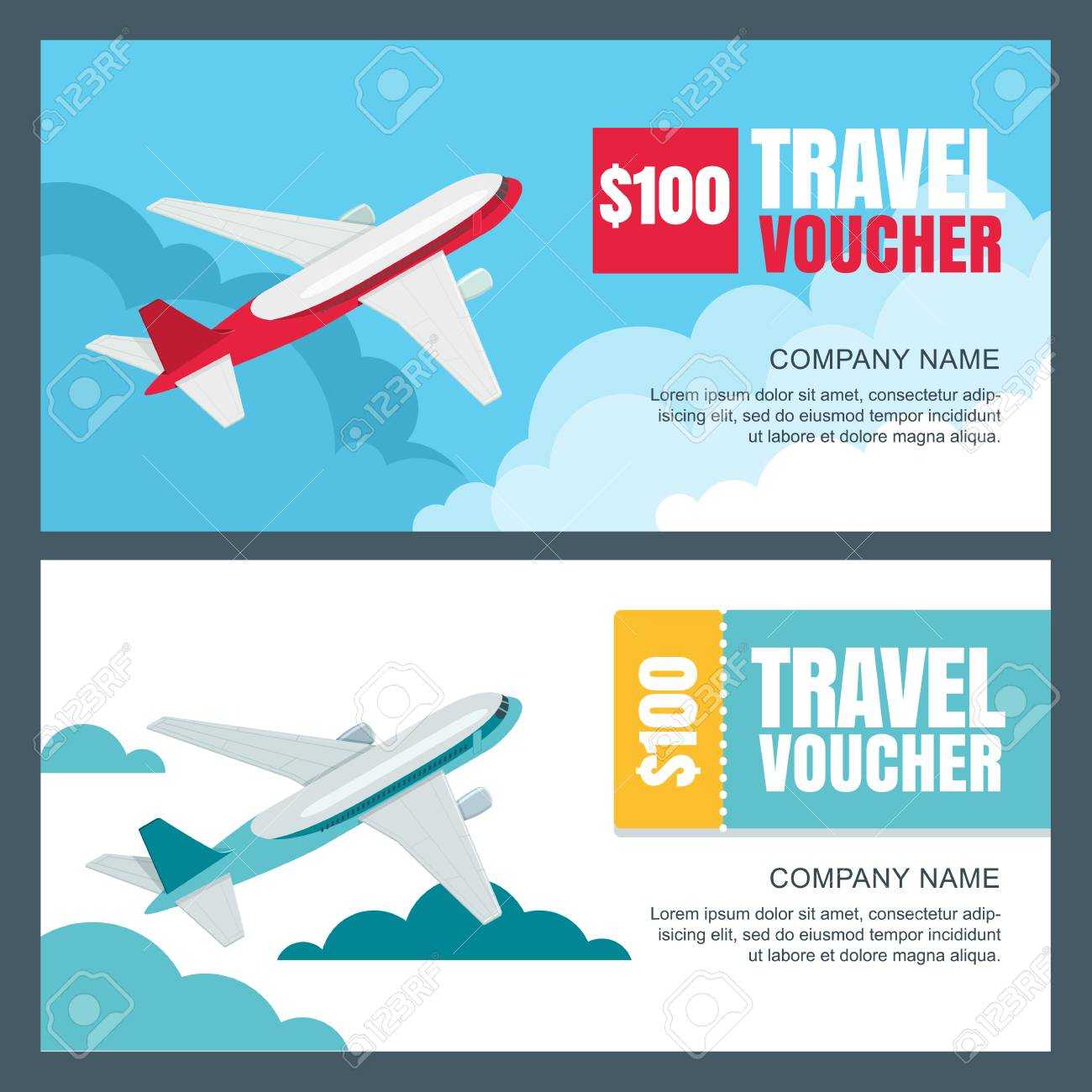 Vector Gift Travel Voucher Template. 3D Isometric Illustration.. Within Free Travel Gift Certificate Template