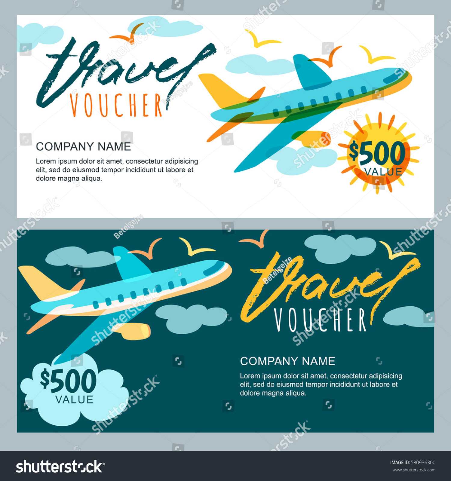 Vector Gift Travel Voucher Template Multicolor Stock Vector Inside Free Travel Gift Certificate Template