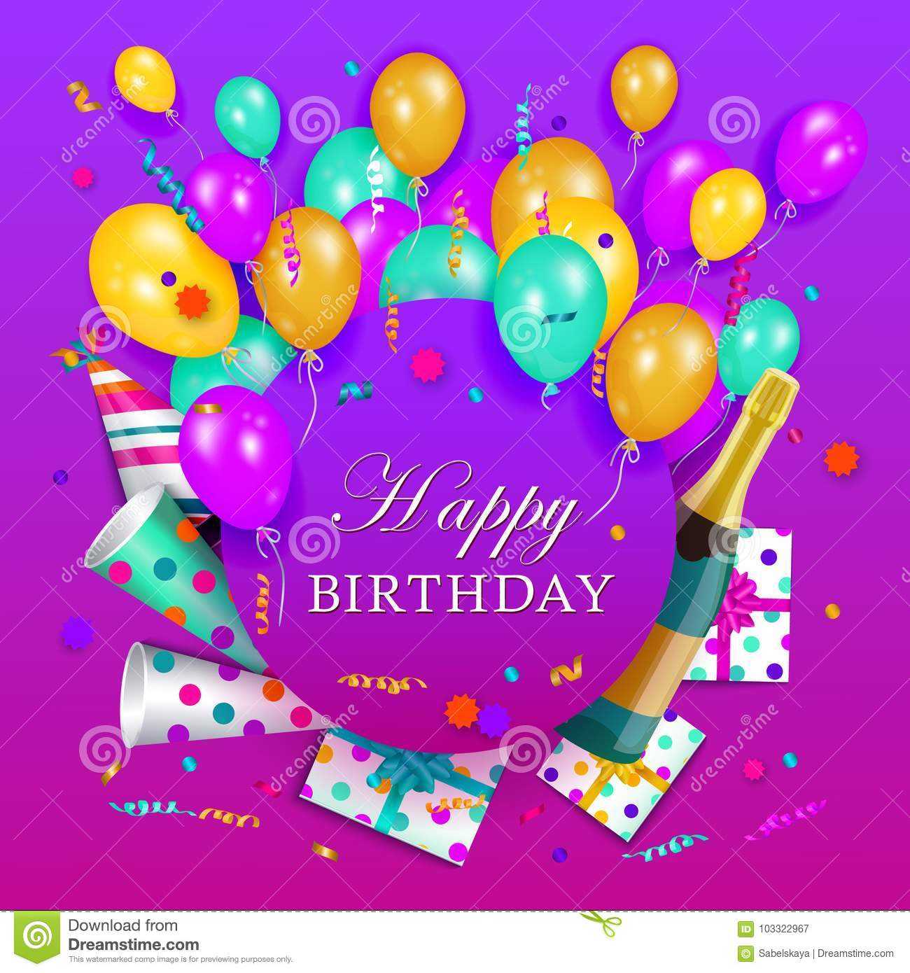 Vector Happy Birthday Banner Poster Template Stock Vector With Regard To Free Happy Birthday Banner Templates Download