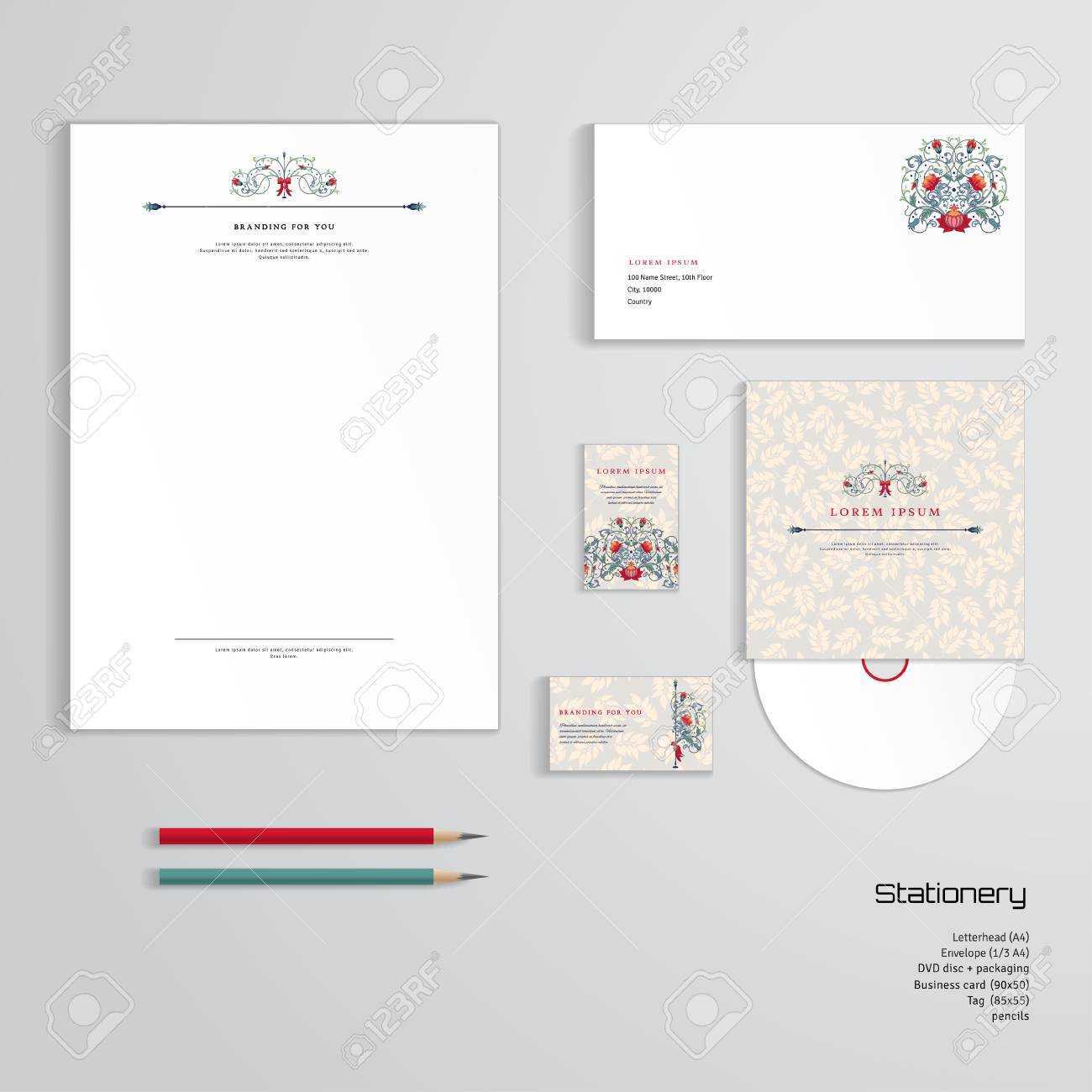 Vector Identity Templates. Letterhead, Envelope, Business Card,.. For Business Card Letterhead Envelope Template