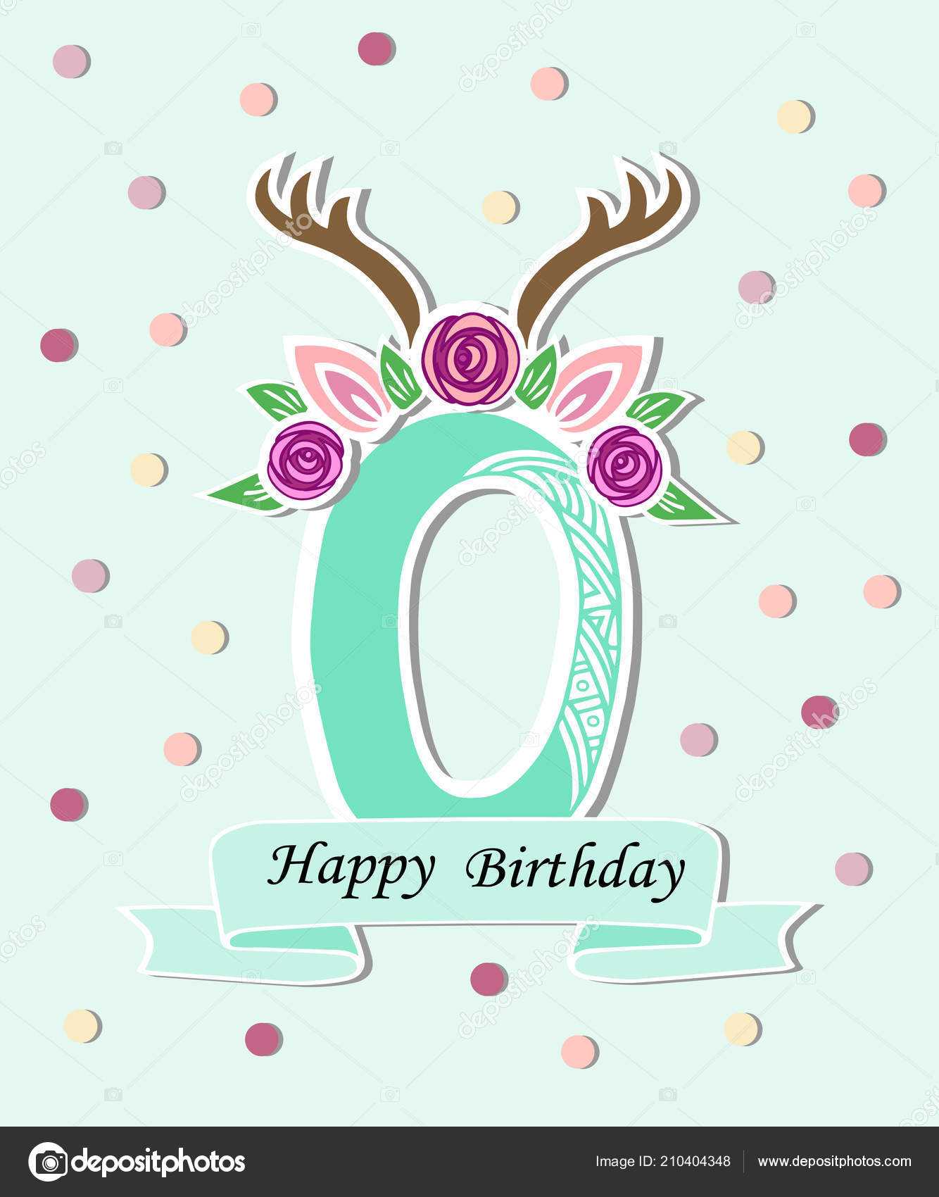 Vector Illustration Number Zero Deer Headband Template Regarding Headband Card Template