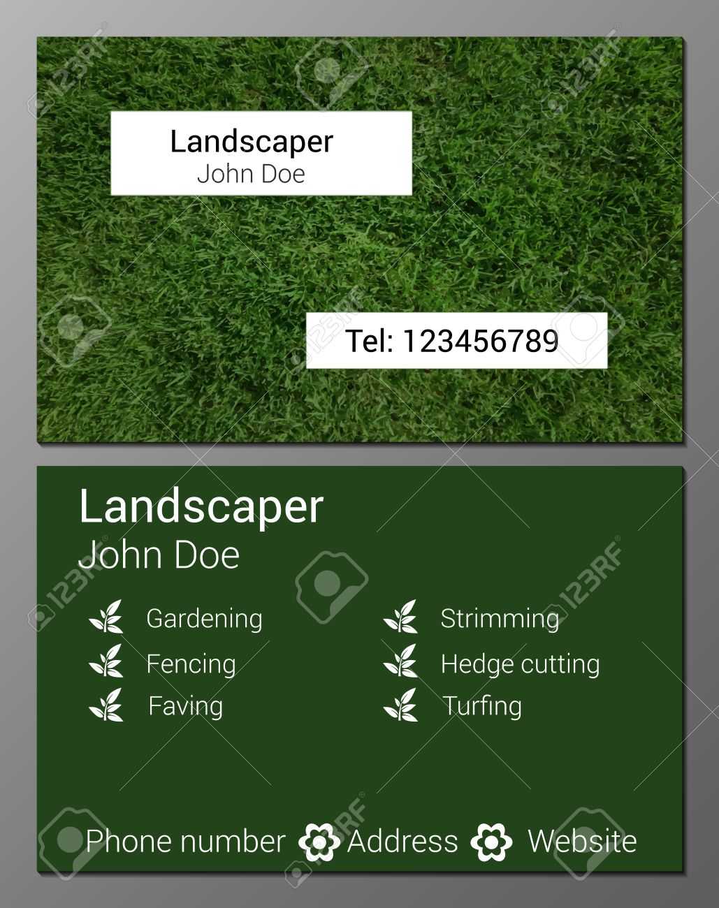 Vector Illustration Of Gardener Business Card Design Template.. Inside Gardening Business Cards Templates