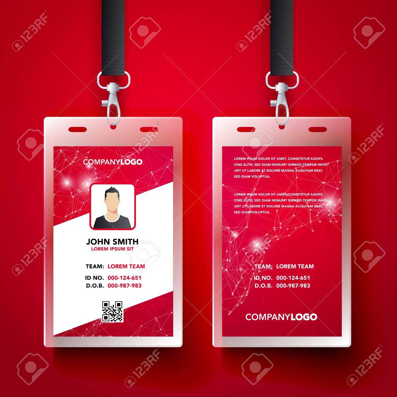 Vector Illustration Red Corporate Id Card Design Template Set Intended For Company Id Card Design Template