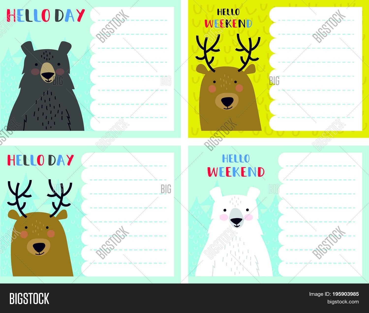 Vector Notes Card Set Vector & Photo (Free Trial) | Bigstock Pertaining To Christmas Note Card Templates