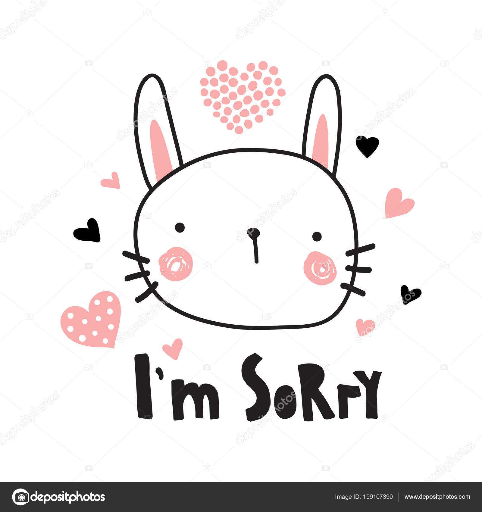 Vector Template Greeting Card Sorry Text Cute Bunny Within Sorry Card Template