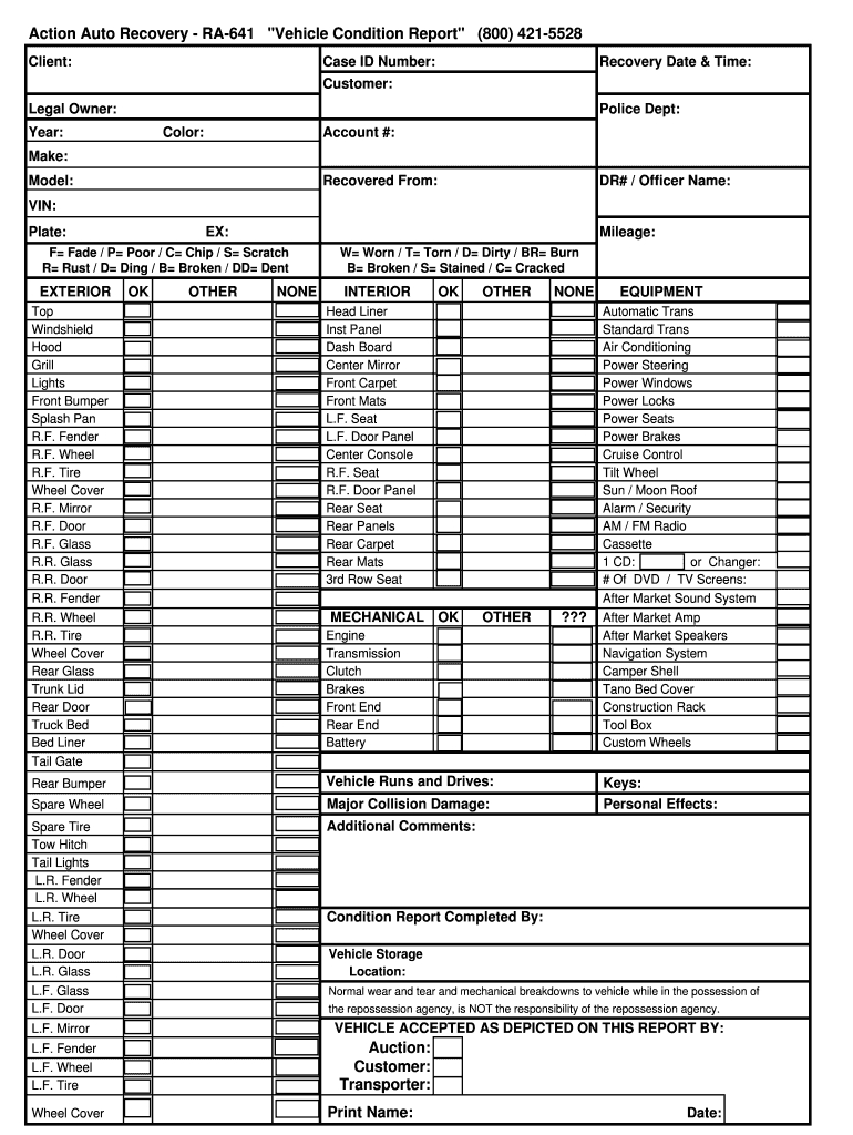 Vehicle Condition Report Pdf – Fill Online, Printable Inside Truck Condition Report Template