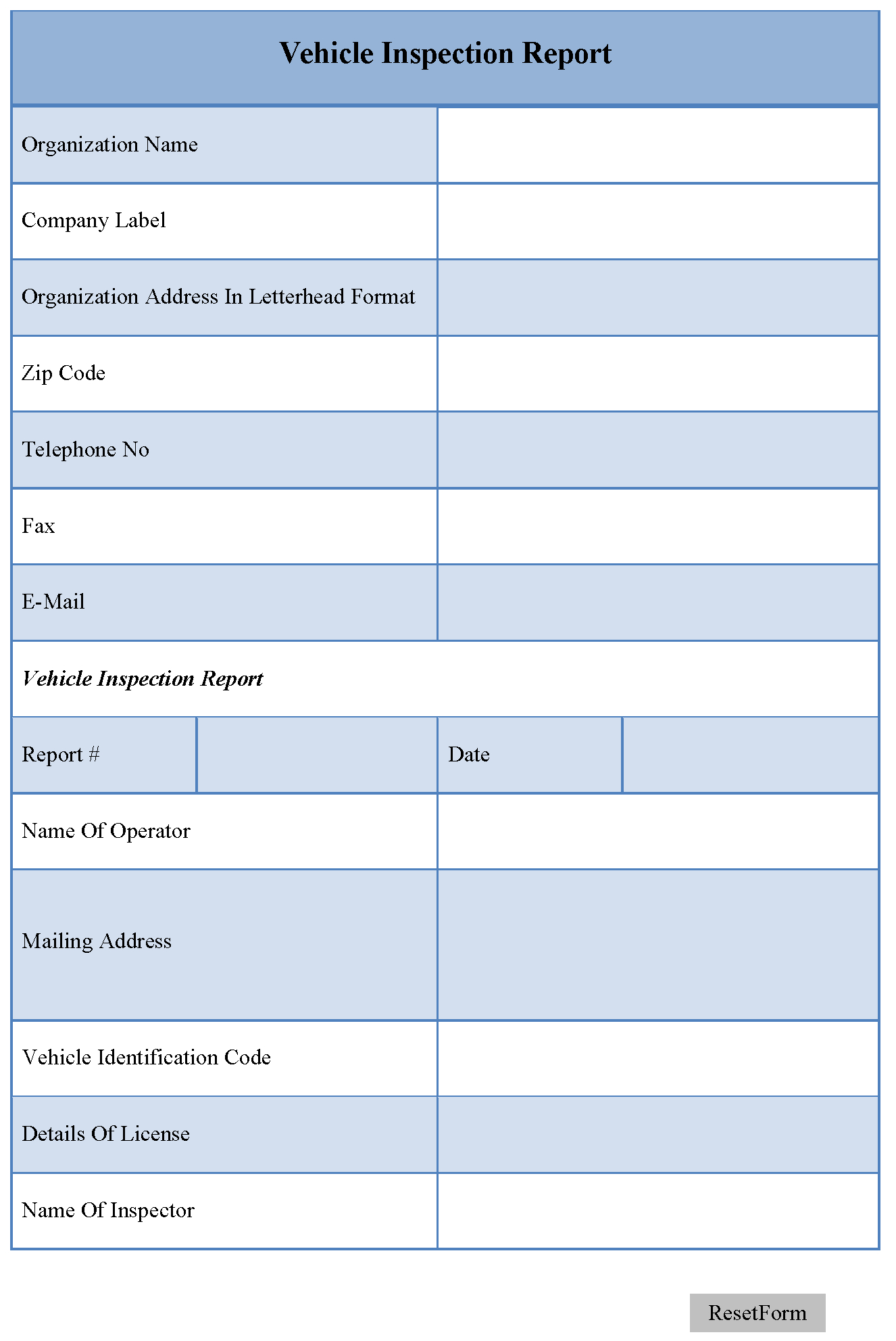 Vehicle Inspection Report Template | Editable Forms Within Vehicle Inspection Report Template