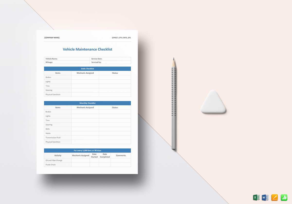 Vehicle Maintenance Checklist Template In Vehicle Checklist Template Word