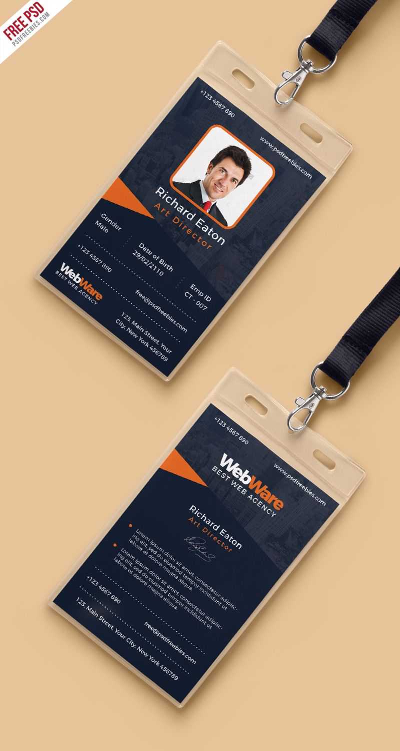 Vertical Company Identity Card Template Psd | Psd Print In Id Card Design Template Psd Free Download