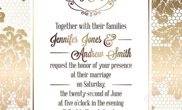 Vintage Baroque Style Wedding Invitation Card Template.. Elegant.. with regard to Invitation Cards Templates For Marriage
