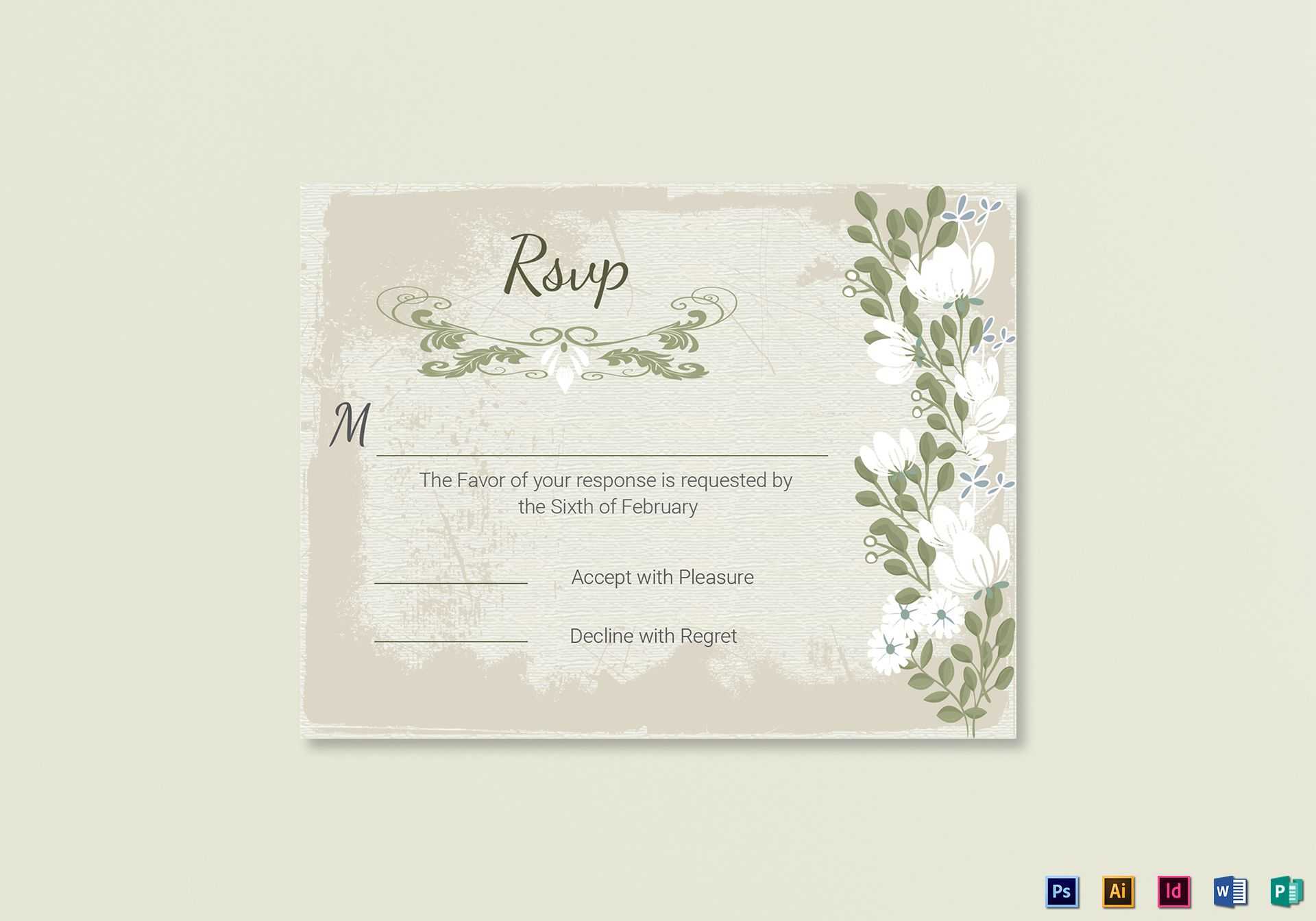 Vintage Wedding Rsvp Card Template Pertaining To Template For Rsvp Cards For Wedding