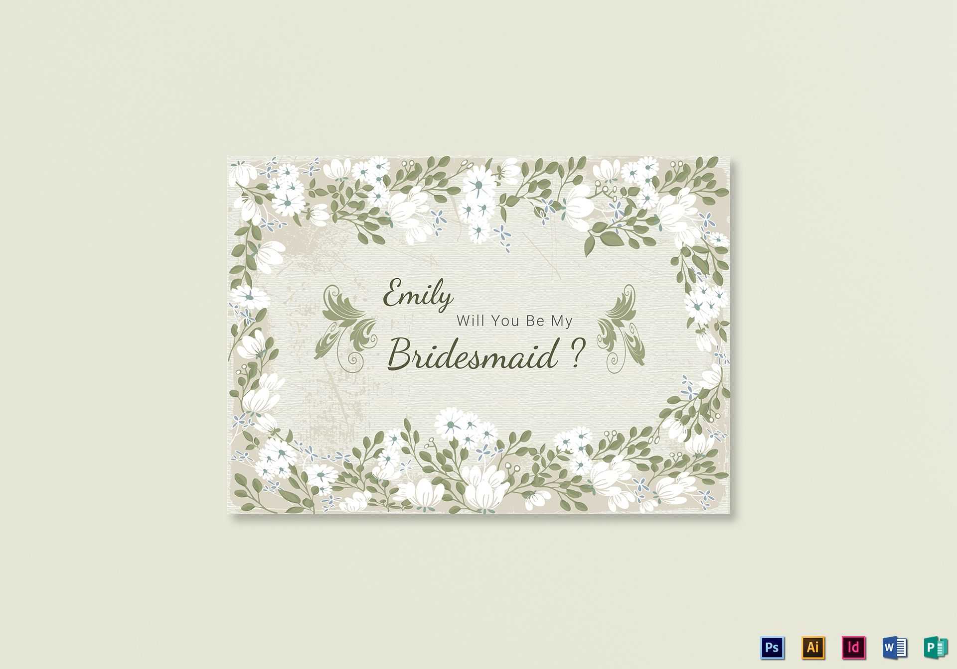 Vintage Will You Be My Bridesmaid Card Template Within Will You Be My Bridesmaid Card Template