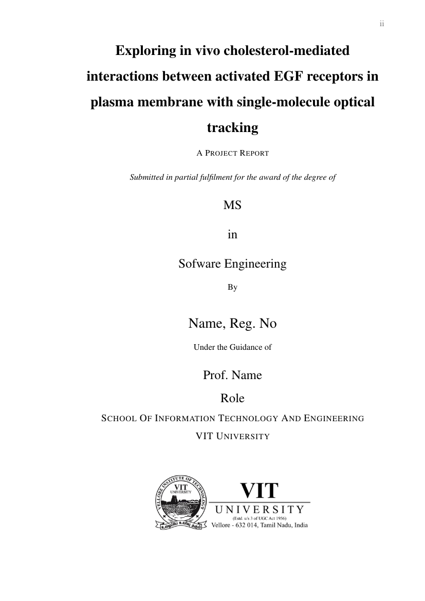 Vit - Template For Vit Project Report Template In Project Report Template Latex