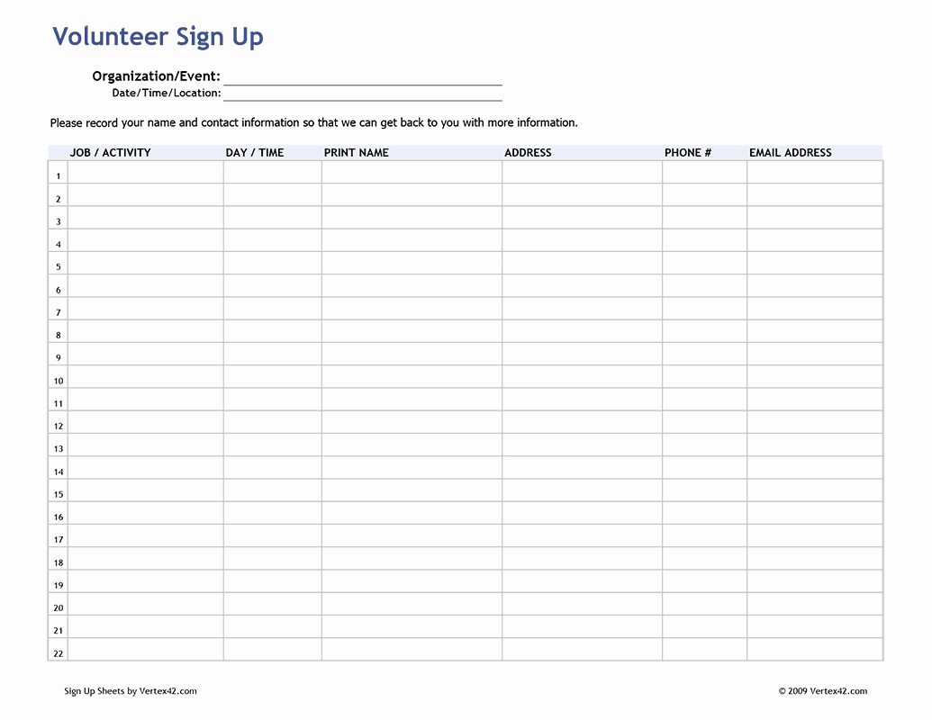 Volunteer Sign In Sheet New Meeting Attendance List Template Regarding Free Sign Up Sheet Template Word