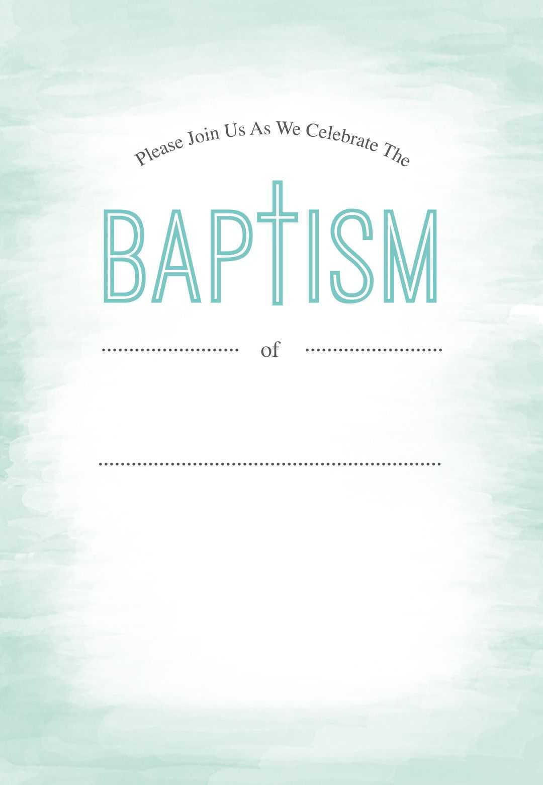 Water - Free Printable Baptism & Christening Invitation Intended For Blank Christening Invitation Templates