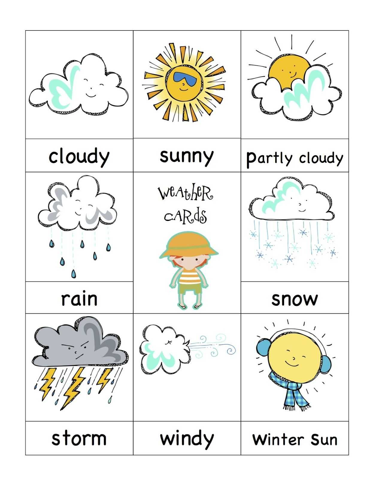 Weather Cards | Preschool | Preschool Weather, Preschool Pertaining To Kids Weather Report Template