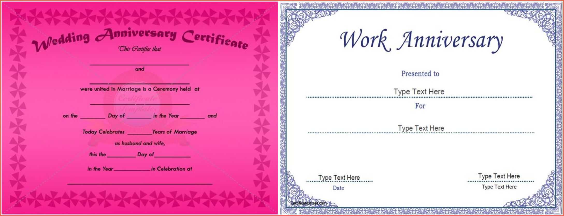 Wedding Anniversary Certificate Template Free With 25Th Gift With Anniversary Certificate Template Free