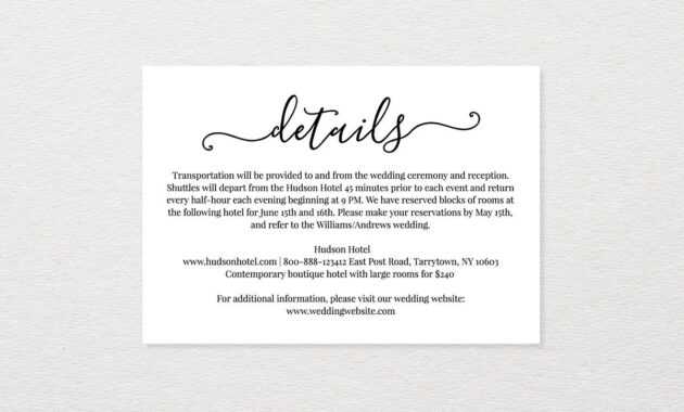 Wedding Details Card Template, Printable Accommodations pertaining to Wedding Hotel Information Card Template