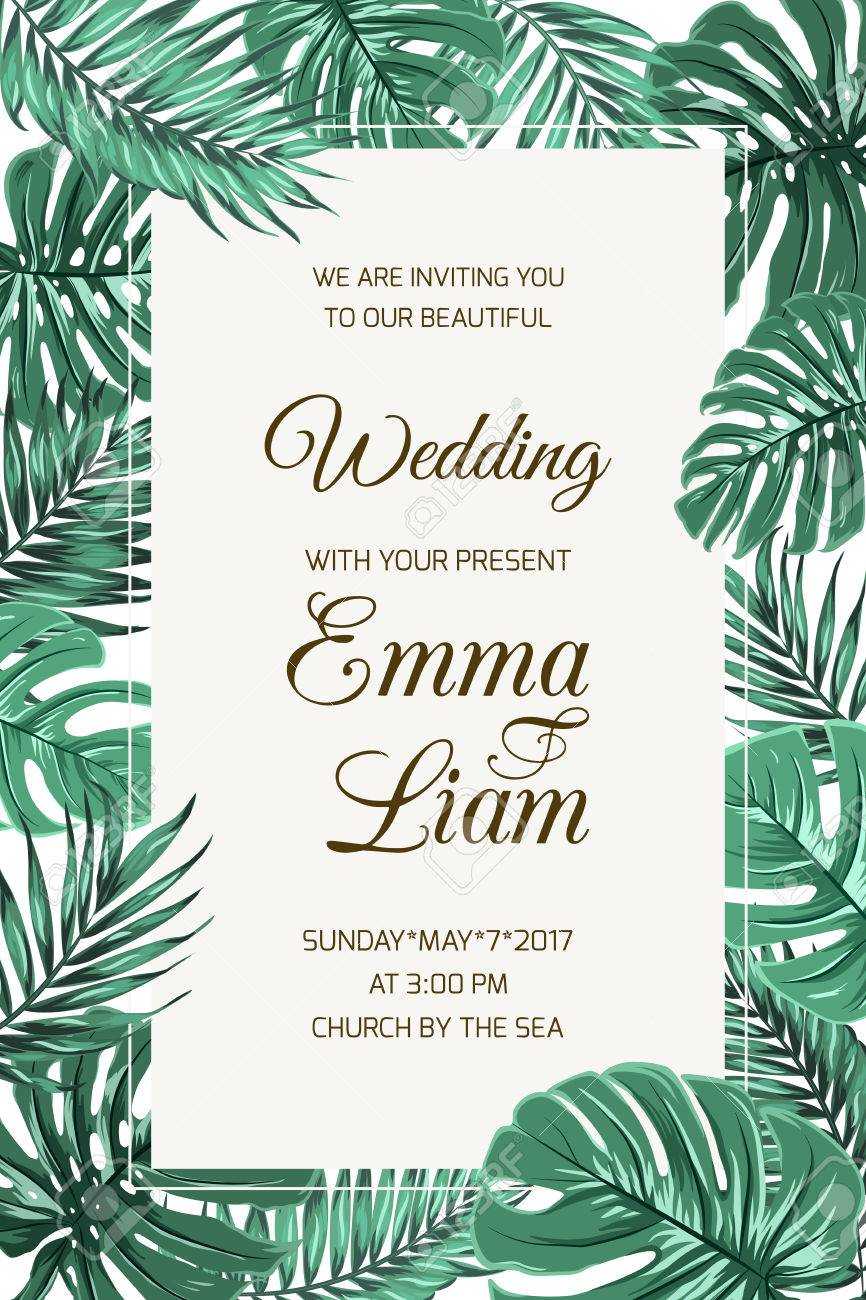 Wedding Event Invitation Card Template. Exotic Tropical Jungle.. In Event Invitation Card Template