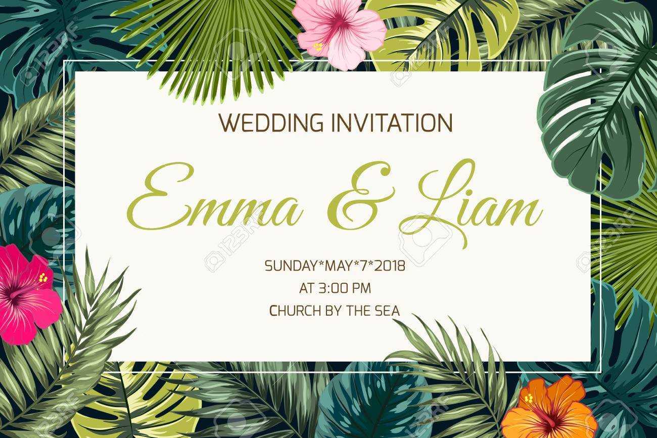 Wedding Event Invitation Card Template. Exotic Tropical Jungle.. In Event Invitation Card Template