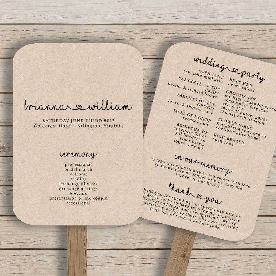 Wedding Fan Program Template – Rustic Wedding Fan Printable Inside Free Printable Wedding Program Templates Word