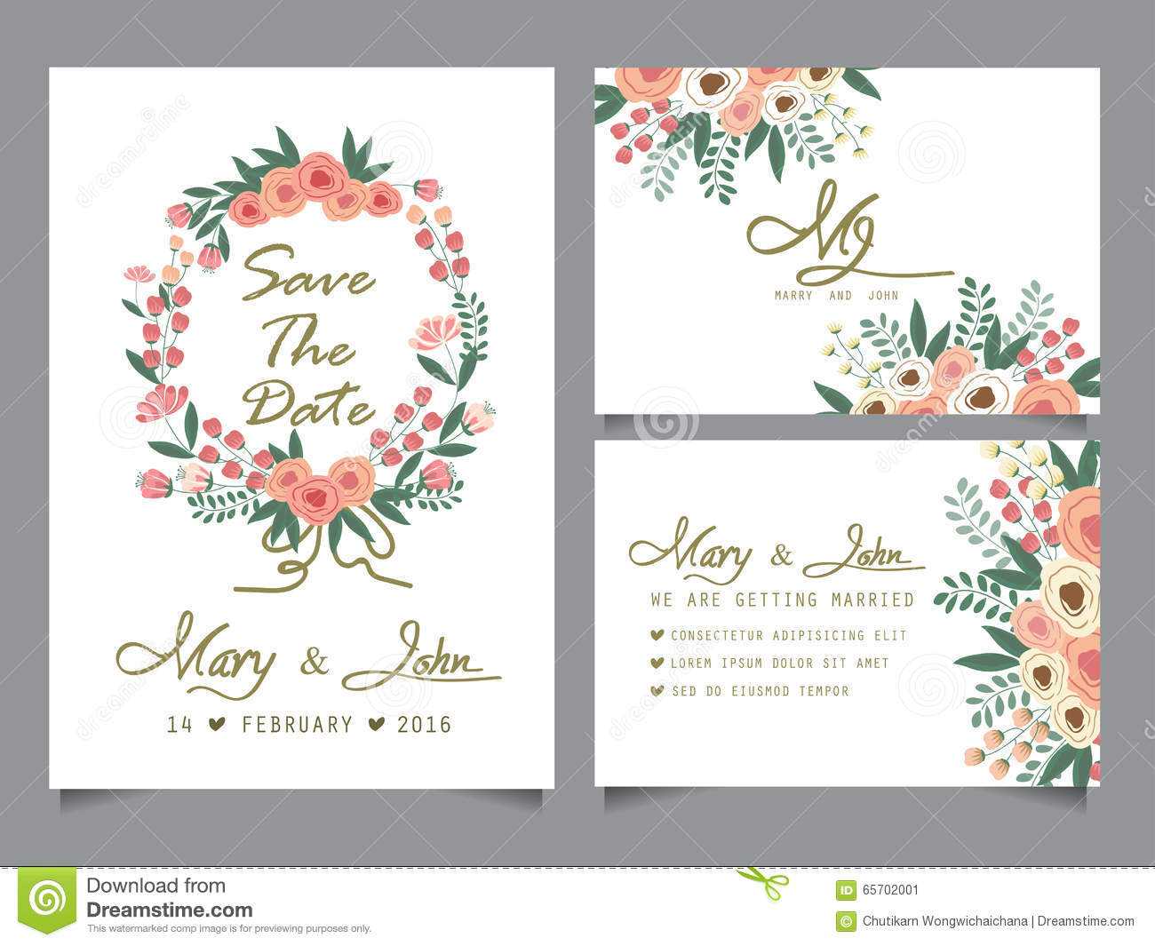 Wedding Invitation Card Template Stock Vector – Illustration Pertaining To Anniversary Card Template Word