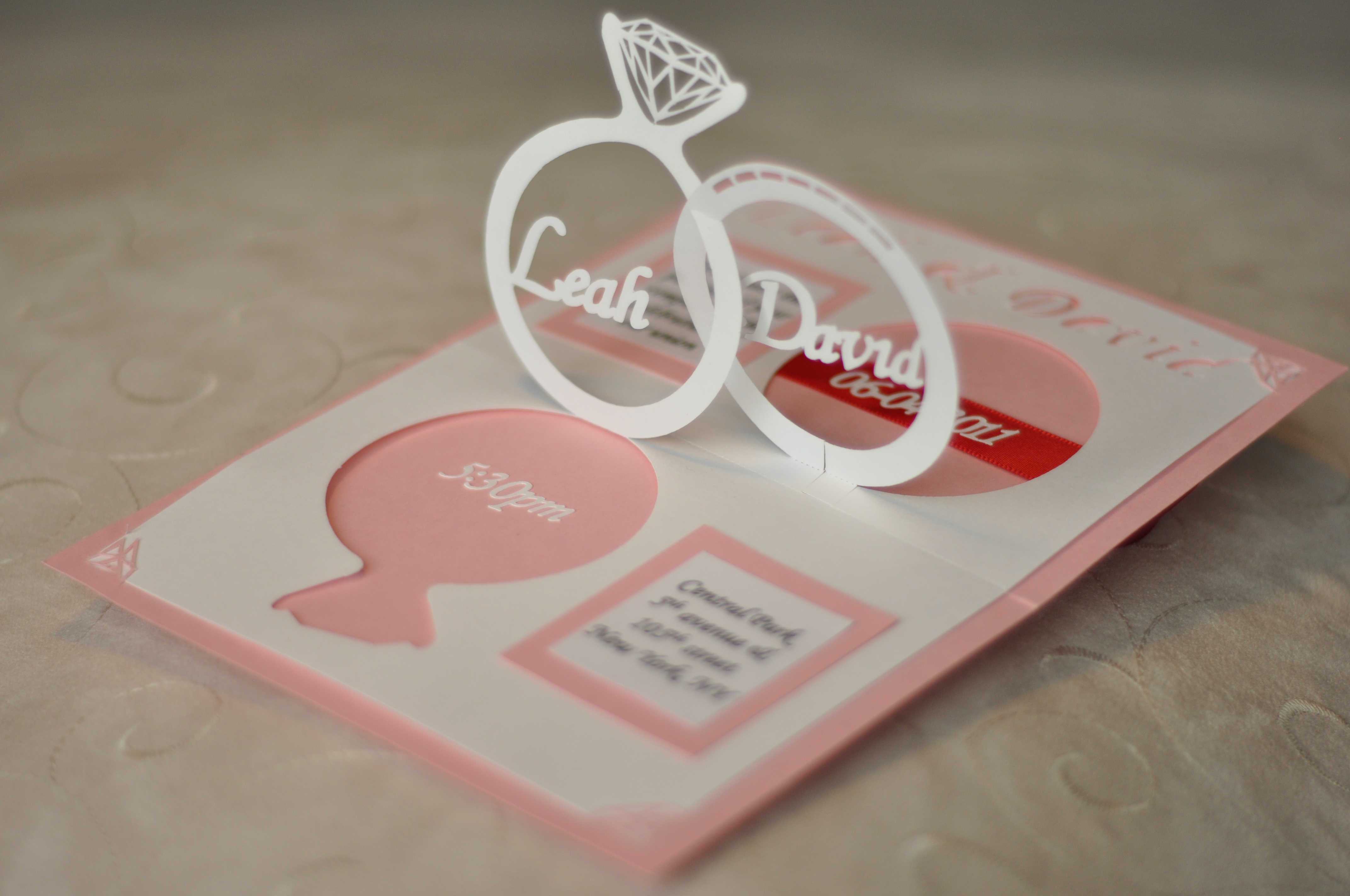 Wedding Invitation Linked Rings Pop Up Card Template Inside Wedding Pop Up Card Template Free