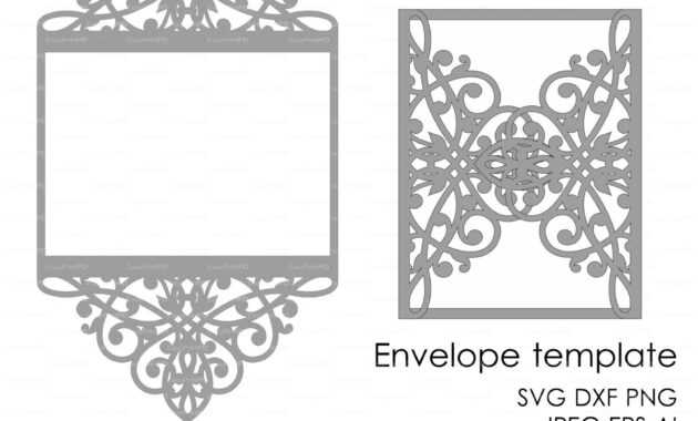 Wedding Invitation Pattern Card Template Lace Folds (Studio with Silhouette Cameo Card Templates