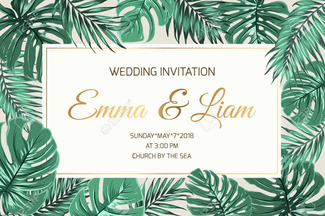 Wedding Marriage Event Invitation Card Template. Exotic Tropical.. With Regard To Event Invitation Card Template