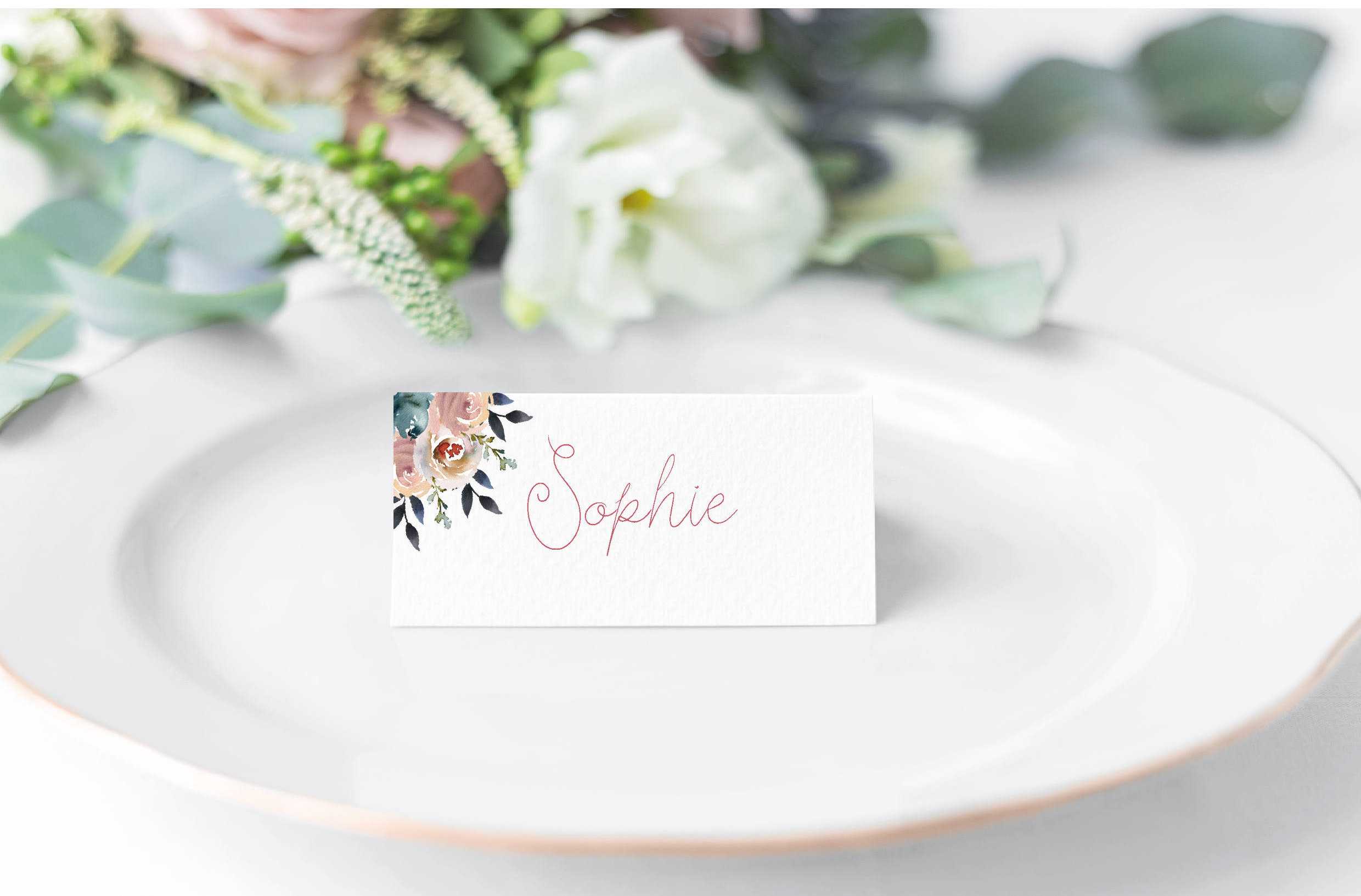 Wedding Place Card Template, Name Card Printable, Floral Place Card Setting Within Place Card Setting Template