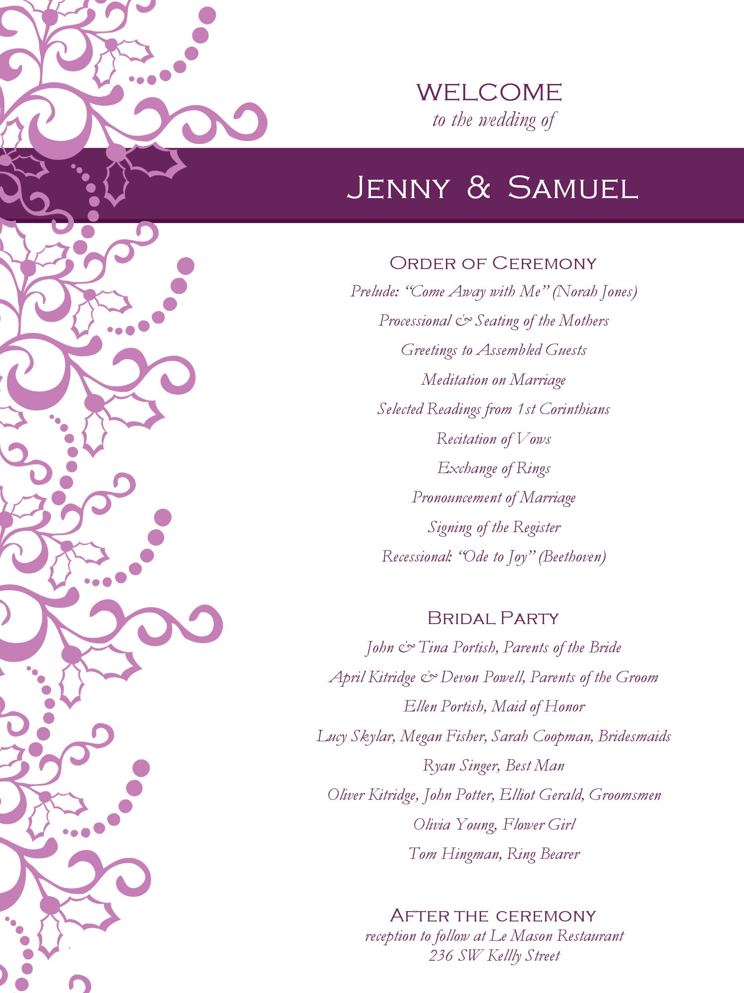 Wedding Program Templates Free | Weddingclipart Pertaining To Free Printable Wedding Program Templates Word