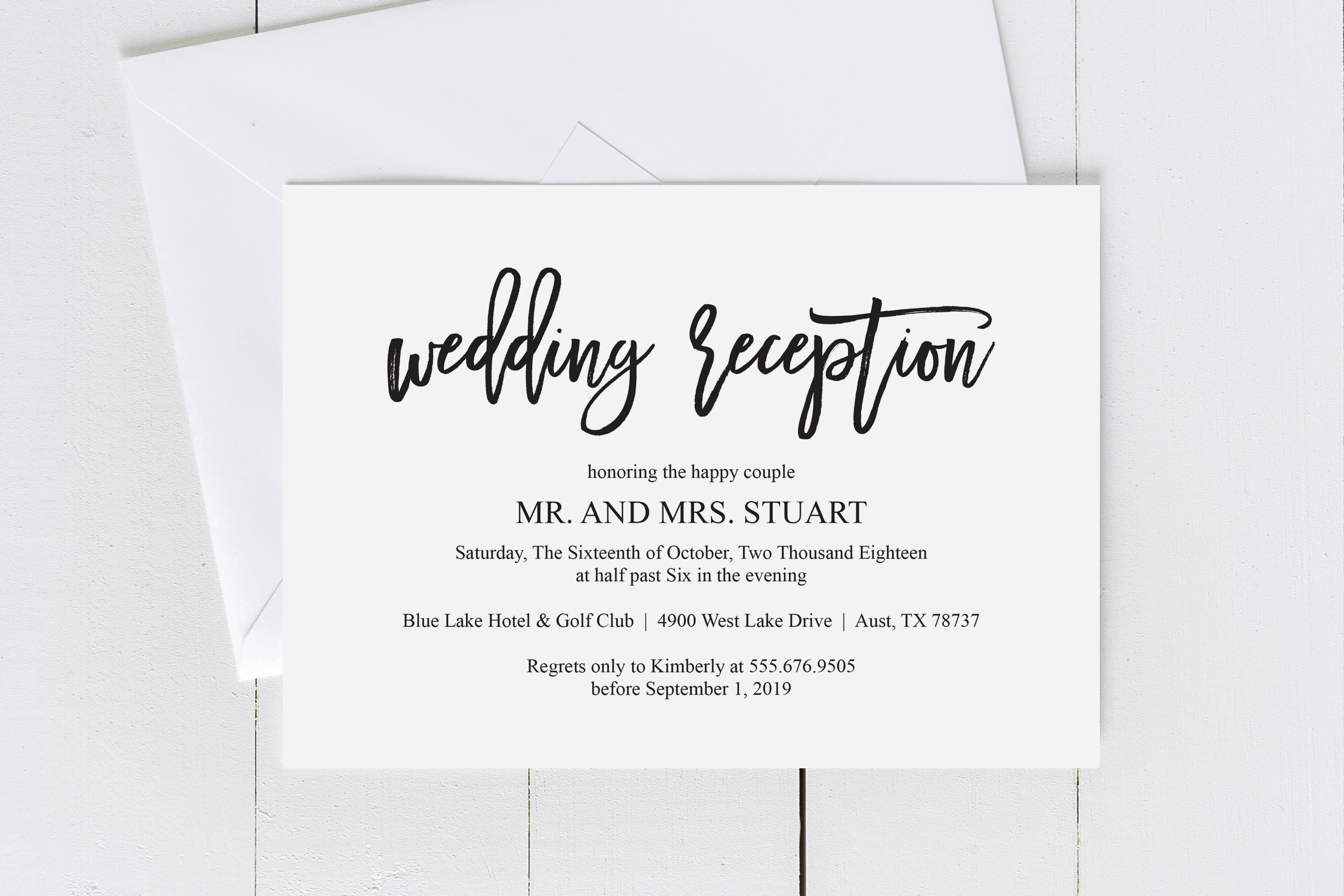 Wedding Reception Invitation Card Pdf Editable Template Within Wedding Hotel Information Card Template
