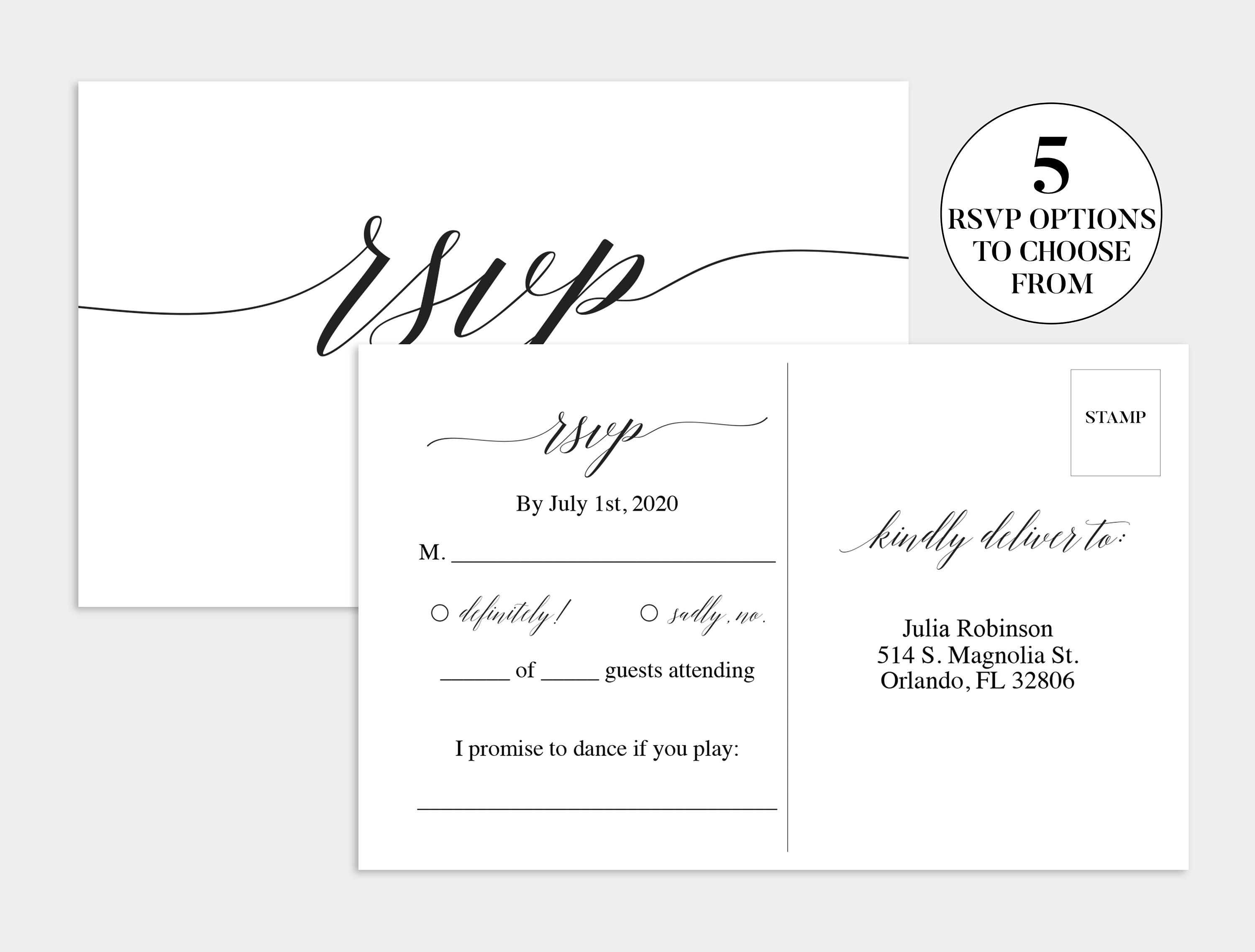 Wedding Rsvp Card | Wedding Rsvp Template | Wedding Rsvp For Template For Rsvp Cards For Wedding