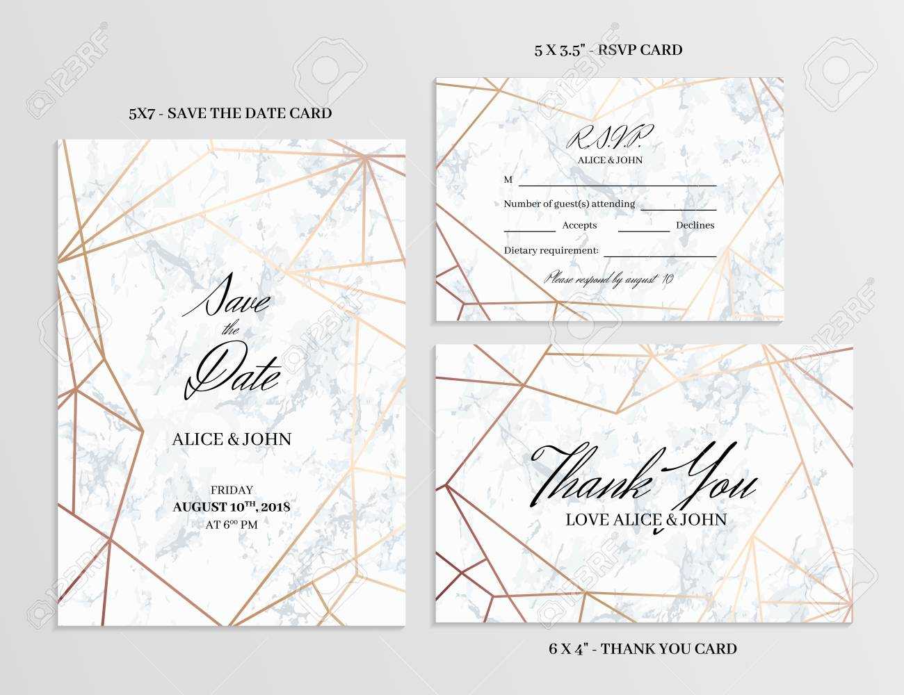 Wedding Set. Save The Date, Thank You And R.s.v.p. Cards Template.. For Template For Rsvp Cards For Wedding