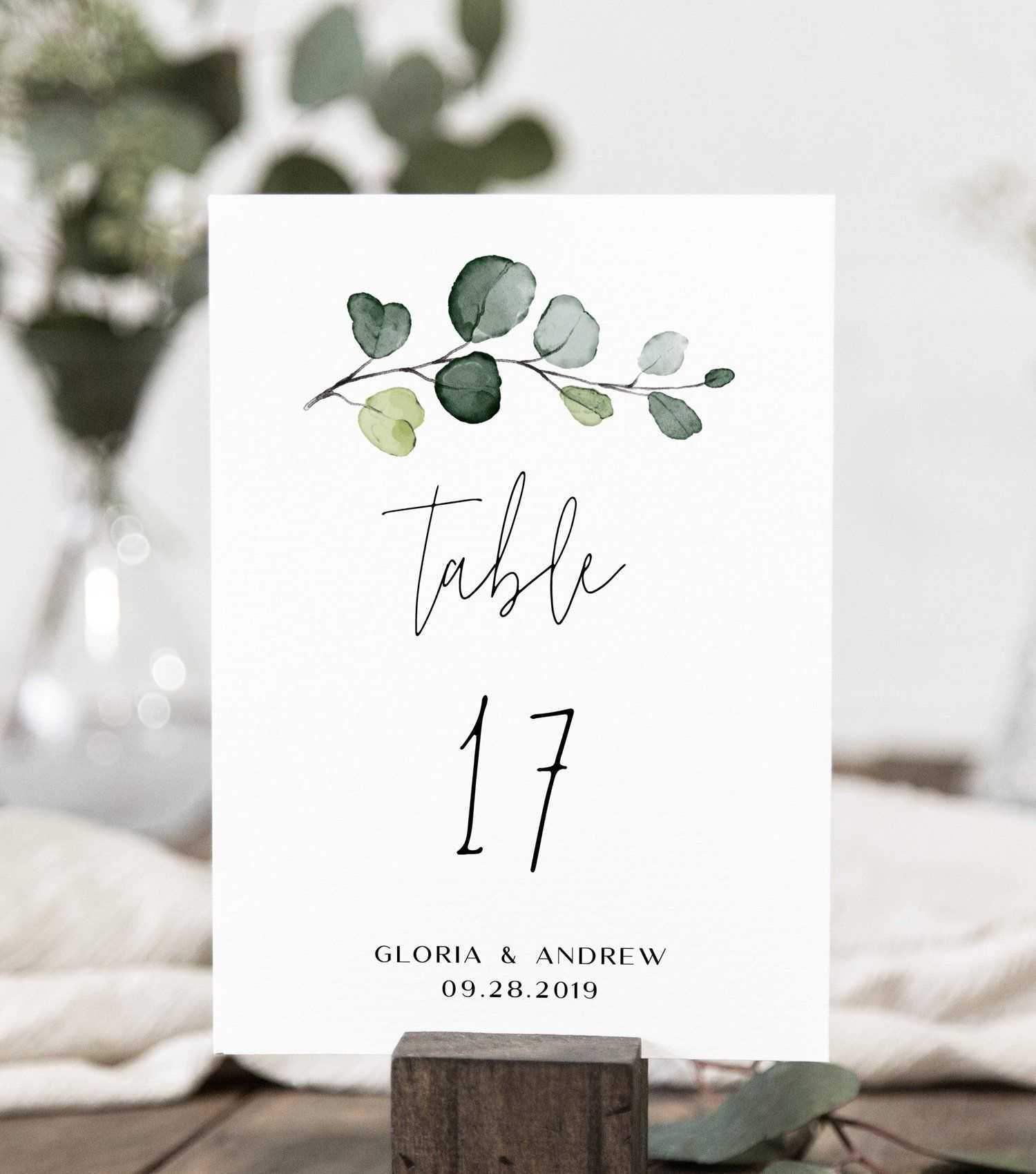 Wedding Table Number Card Template With Hand Painted For Table Number Cards Template