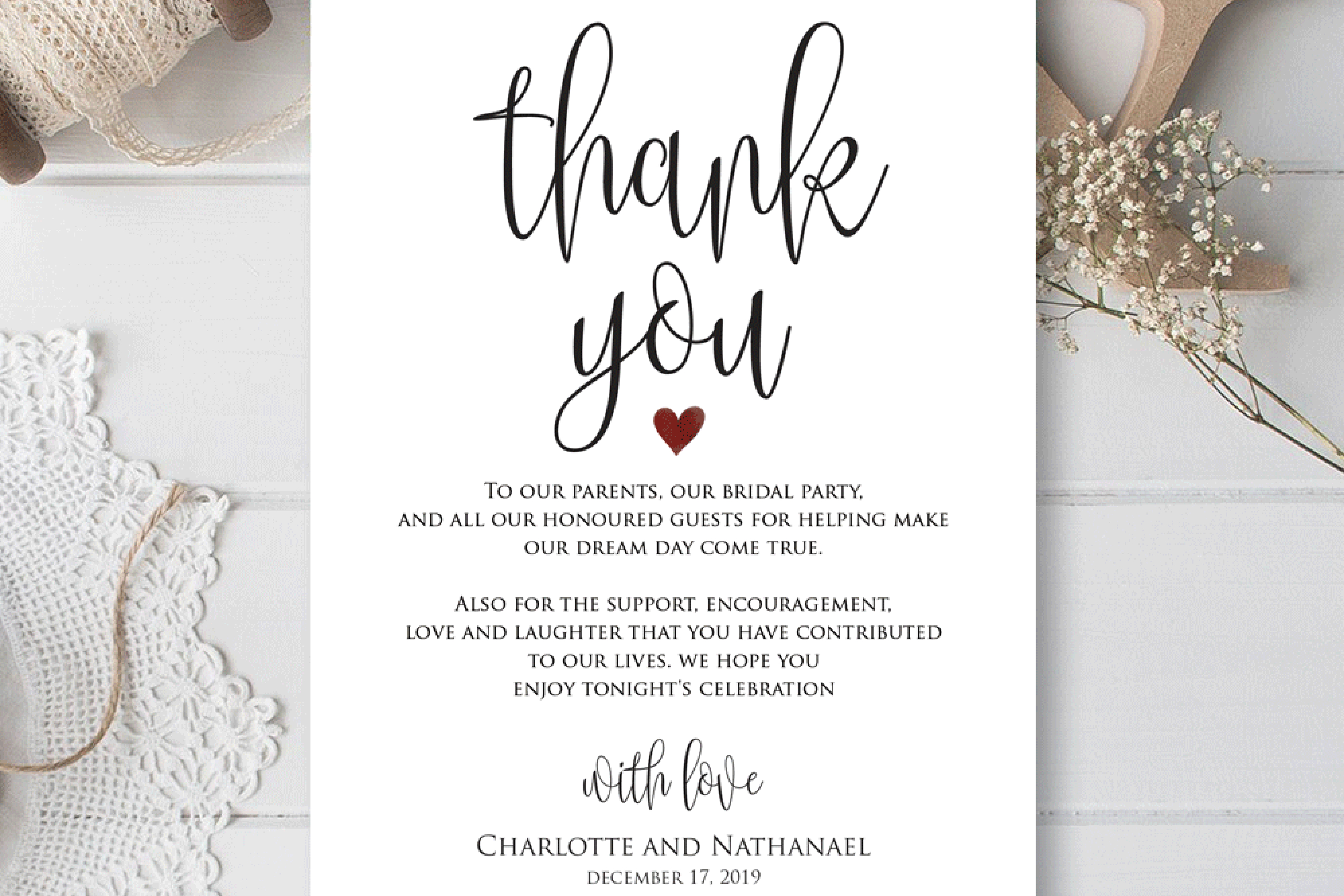 Wedding Thank You Note, Printable Thank You Card Template With Regard To Template For Wedding Thank You Cards