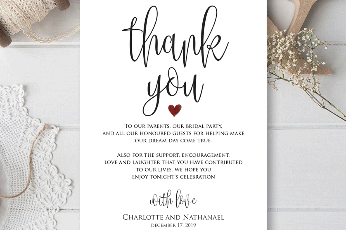 Wedding Thank You Note, Printable Thank You Card Template Within Thank You Note Card Template